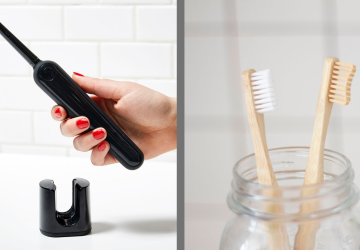electric and bamboo toothbrush