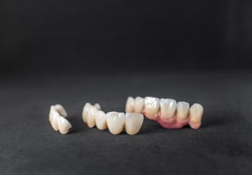 Dental crowns on the black background